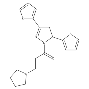 1-(3,5-di(thiophen-2-yl)-4,5-dihydro-1H-pyrazol-1-yl)-3-(pyrrolidin-1-yl)propan-1-one Structure