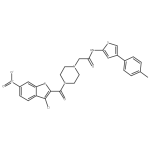 2-{4-[(3-chloro-6-nitro-1-benzothiophen-2-yl)carbonyl]piperazin-1-yl}-N-[4-(4-methylphenyl)-1,3-thiazol-2-yl]acetamide Structure