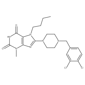 7-butyl-8-(4-(3,4-dichlorobenzyl)piperazin-1-yl)-3-methyl-1H-purine-2,6(3H,7H)-dione结构式