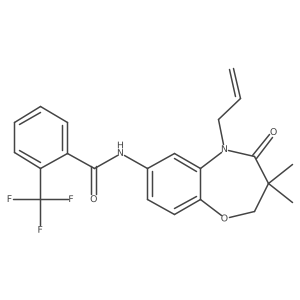 N-(5-allyl-3,3-dimethyl-4-oxo-2,3,4,5-tetrahydrobenzo[b][1,4]oxazepin-7-yl)-2-(trifluoromethyl)benzamide结构式