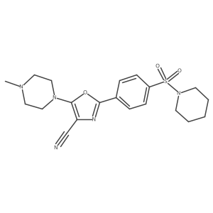 5-(4-Methylpiperazin-1-yl)-2-(4-(piperidin-1-ylsulfonyl)phenyl)oxazole-4-carbonitrile结构式