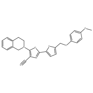 5-(3,4-dihydroisoquinolin-2(1H)-yl)-2-(5-((4-methoxyphenoxy)methyl)furan-2-yl)oxazole-4-carbonitrile结构式