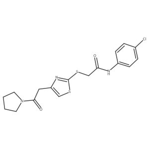 N-(4-chlorophenyl)-2-((4-(2-oxo-2-(pyrrolidin-1-yl)ethyl)thiazol-2-yl)thio)acetamide结构式