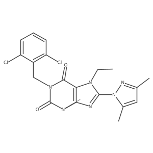 1-(2,6-dichlorobenzyl)-8-(3,5-dimethyl-1H-pyrazol-1-yl)-7-ethyl-3-methyl-1H-purine-2,6(3H,7H)-dione结构式