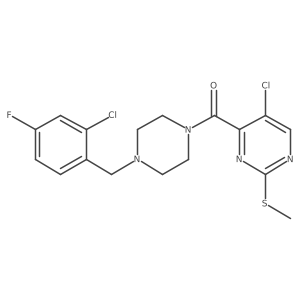 [4-[(2-Chloro-4-fluorophenyl)methyl]piperazin-1-yl]-(5-chloro-2-methylsulfanylpyrimidin-4-yl)methanone Structure