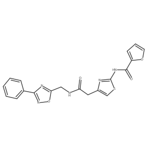 N-(4-(2-oxo-2-(((3-phenyl-1,2,4-oxadiazol-5-yl)methyl)amino)ethyl)thiazol-2-yl)furan-2-carboxamide Structure