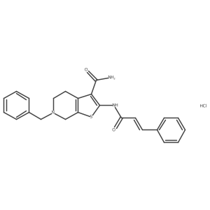 (Z)-6-benzyl-2-(3-phenylacrylamido)-4,5,6,7-tetrahydrothieno[2,3-c]pyridine-3-carboxamide hydrochloride结构式