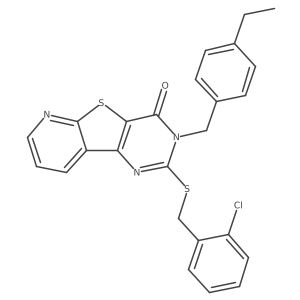 2-((2-chlorobenzyl)thio)-3-(4-ethylbenzyl)pyrido[3',2':4,5]thieno[3,2-d]pyrimidin-4(3H)-one结构式