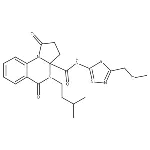 N-[(2Z)-5-(methoxymethyl)-1,3,4-thiadiazol-2(3H)-ylidene]-4-(3-methylbutyl)-1,5-dioxo-2,3,4,5-tetrahydropyrrolo[1,2-a]quinazoline-3a(1H)-carboxamide Structure