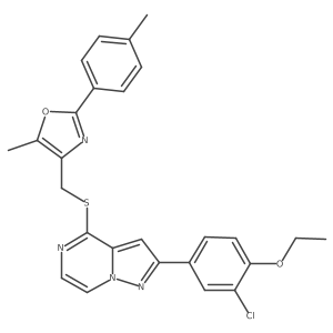 2-(3-Chloro-4-ethoxyphenyl)-4-({[5-methyl-2-(4-methylphenyl)-1,3-oxazol-4-yl]methyl}thio)pyrazolo[1,5-a]pyrazine Structure