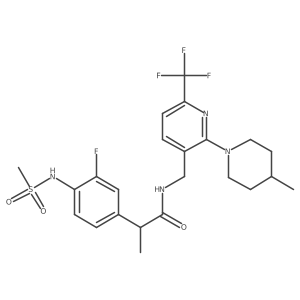 Benzeneacetamide, 3-fluoro-alpha-methyl-N-[[2-(4-methyl-1-piperidinyl)-6-(trifluoromethyl)-3-pyridinyl]methyl]-4-[(methylsulfonyl)amino]-, (alphaS)-结构式