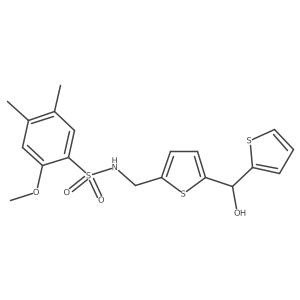 N-({5-[hydroxy(thiophen-2-yl)methyl]thiophen-2-yl}methyl)-2-methoxy-4,5-dimethylbenzene-1-sulfonamide结构式