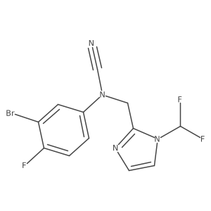 3-bromo-N-cyano-N-{[1-(difluoromethyl)-1H-imidazol-2-yl]methyl}-4-fluoroaniline结构式