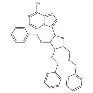 7-((2S,3S,4R,5R)-3,4-bis(benzyloxy)-5-((benzyloxy)methyl)tetrahydrofuran-2-yl)pyrrolo[2,1-f][1,2,4]triazin-4-amine结构式
