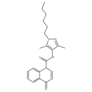 N-(1-hexyl-3,5-dimethylpyrazol-4-yl)-1-oxo-4H-isoquinoline-4-carboxamide结构式
