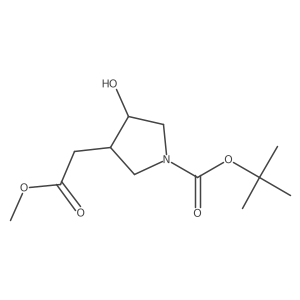 rac-tert-butyl (3R,4S)-3-hydroxy-4-(2-methoxy-2-oxoethyl)pyrrolidine-1-carboxylate结构式