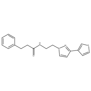 3-phenyl-N-(2-(3-(thiophen-3-yl)-1H-pyrazol-1-yl)ethyl)propanamide结构式