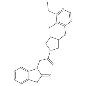 3-(2-(3-((6-ethyl-5-fluoropyrimidin-4-yl)oxy)pyrrolidin-1-yl)-2-oxoethyl)benzo[d]oxazol-2(3H)-one Structure