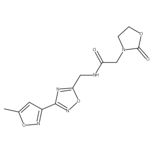 N-((3-(5-methylisoxazol-3-yl)-1,2,4-oxadiazol-5-yl)methyl)-2-(2-oxooxazolidin-3-yl)acetamide结构式