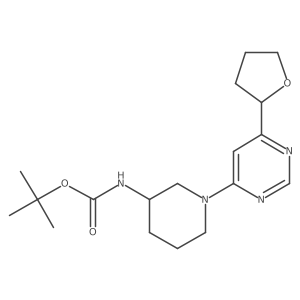 tert-butyl N-{1-[6-(oxolan-2-yl)pyrimidin-4-yl]piperidin-3-yl}carbamate结构式