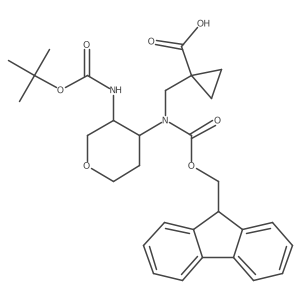 1-({[(3S,4S)-3-{[(tert-butoxy)carbonyl]amino}oxan-4-yl]({[(9H-fluoren-9-yl)methoxy]carbonyl})amino}methyl)cyclopropane-1-carboxylic acid Structure