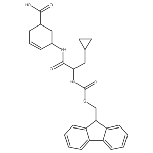 5-[(2S)-3-cyclopropyl-2-({[(9H-fluoren-9-yl)methoxy]carbonyl}amino)propanamido]cyclohex-3-ene-1-carboxylic acid结构式