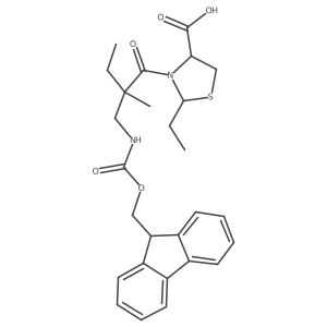 2-ethyl-3-{2-[({[(9H-fluoren-9-yl)methoxy]carbonyl}amino)methyl]-2-methylbutanoyl}-1,3-thiazolidine-4-carboxylic acid Structure