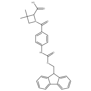 1-[4-({[(9H-fluoren-9-yl)methoxy]carbonyl}amino)benzoyl]-3,3-dimethylazetidine-2-carboxylic acid结构式