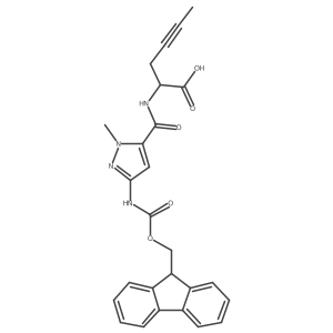 2-{[3-({[(9H-fluoren-9-yl)methoxy]carbonyl}amino)-1-methyl-1H-pyrazol-5-yl]formamido}hex-4-ynoic acid Structure