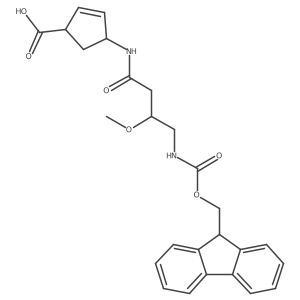 4-[4-({[(9H-fluoren-9-yl)methoxy]carbonyl}amino)-3-methoxybutanamido]cyclopent-2-ene-1-carboxylic acid Structure