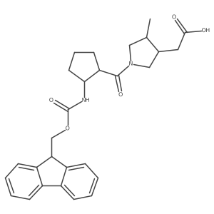 rac-2-[(3R,4R)-1-[2-({[(9H-fluoren-9-yl)methoxy]carbonyl}amino)cyclopentanecarbonyl]-4-methylpyrrolidin-3-yl]acetic acid Structure