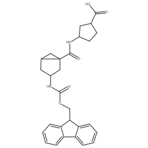 rac-3-[(1R,3R,5R)-3-({[(9H-fluoren-9-yl)methoxy]carbonyl}amino)bicyclo[3.1.0]hexane-1-amido]cyclopentane-1-carboxylic acid Structure