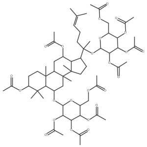 CC(=O)OCC1OC(OC2CC3(C)C(CC(OC(C)=O)C4C(C(C)(CCC=C(C)C)OC5OC(COC(C)=O)C(OC(C)=O)C(OC(C)=O)C5OC(C)=O)CCC43C)C3(C)CCC(OC(C)=O)C(C)(C)C23)C(OC(C)=O)C(OC(C)=O)C1OC(C)=O结构式