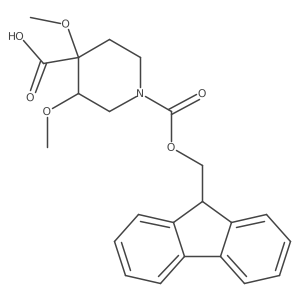 (3R,4S)-1-(9H-fluoren-9-ylmethoxycarbonyl)-3,4-dimethoxy-piperidine-4-carboxylic acid Structure