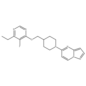 4-Ethyl-5-fluoro-6-[(1-{pyrazolo[1,5-a]pyrimidin-5-yl}piperidin-4-yl)methoxy]pyrimidine结构式