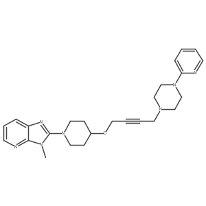 1-{4-[(1-{3-methyl-3H-imidazo[4,5-b]pyridin-2-yl}piperidin-4-yl)oxy]but-2-yn-1-yl}-4-(pyridin-2-yl)piperazine结构式