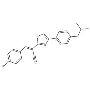 (2Z)-3-(4-chlorophenyl)-2-{4-[4-(2-methylpropyl)phenyl]-1,3-thiazol-2-yl}prop-2-enenitrile结构式