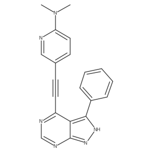 Dimethyl-[5-(3-phenyl-1H-pyrazolo[3,4-d]pyrimidin-4-ylethynyl)-pyridin-2-yl]-amine Structure