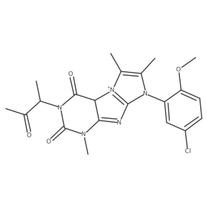 6-(5-chloro-2-methoxyphenyl)-4,7,8-trimethyl-2-(3-oxobutan-2-yl)-9aH-purino[7,8-a]imidazol-9-ium-1,3-dione结构式