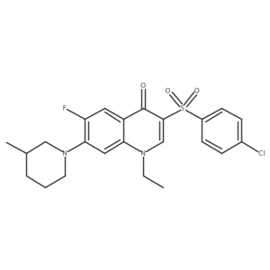 3-((4-chlorophenyl)sulfonyl)-1-ethyl-6-fluoro-7-(3-methylpiperidin-1-yl)quinolin-4(1H)-one Structure