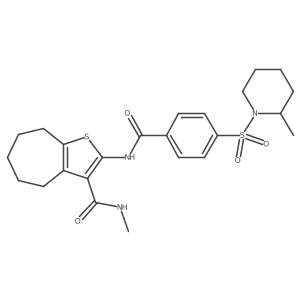 N-methyl-2-(4-((2-methylpiperidin-1-yl)sulfonyl)benzamido)-5,6,7,8-tetrahydro-4H-cyclohepta[b]thiophene-3-carboxamide Structure