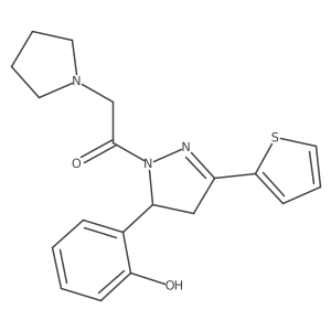 1-(5-(2-hydroxyphenyl)-3-(thiophen-2-yl)-4,5-dihydro-1H-pyrazol-1-yl)-2-(pyrrolidin-1-yl)ethanone Structure