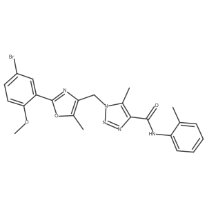 1-{[2-(5-bromo-2-methoxyphenyl)-5-methyl-1,3-oxazol-4-yl]methyl}-5-methyl-N-(2-methylphenyl)-1H-1,2,3-triazole-4-carboxamide结构式