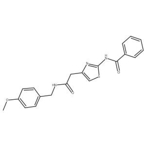 N-(4-(2-((4-methoxybenzyl)amino)-2-oxoethyl)thiazol-2-yl)benzamide结构式