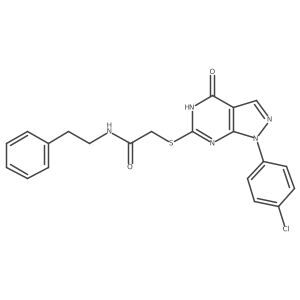2-((1-(4-chlorophenyl)-4-oxo-4,5-dihydro-1H-pyrazolo[3,4-d]pyrimidin-6-yl)thio)-N-phenethylacetamide结构式