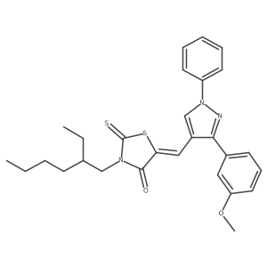 (5Z)-3-(2-ethylhexyl)-5-{[3-(3-methoxyphenyl)-1-phenyl-1H-pyrazol-4-yl]methylidene}-2-thioxo-1,3-thiazolidin-4-one结构式