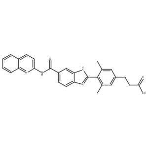 3-(3,5-Dimethyl-4-(6-(quinolin-2-ylcarbamoyl)-1H-benzo[d]imidazol-2-yl)phenyl)propanoic acid结构式