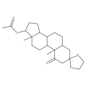 Androstane-1,3-dione, 17-(acetyloxy)-, cyclic 3-(1,2-ethanediyl acetal), (5I+/-,17I(2))- Structure