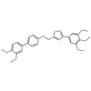 3-(3,4-Dimethoxyphenyl)-6-({[3-(3,4,5-trimethoxyphenyl)-1,2,4-oxadiazol-5-yl]methyl}sulfanyl)pyridazine结构式