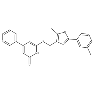 2-(((5-Methyl-2-(m-tolyl)oxazol-4-yl)methyl)thio)-6-(pyridin-3-yl)pyrimidin-4-ol Structure